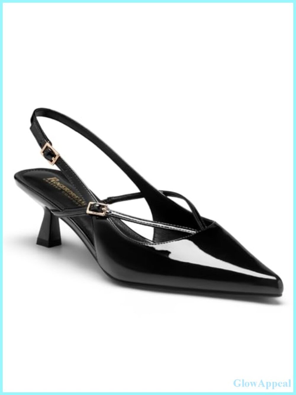 Patent Vegan Leather Kitten Heel Slingback Pumps